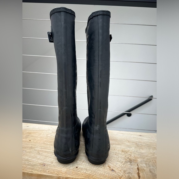 Rare HUNTER black textured tall rain boots winter snow vacation athleisure 9 - Picture 5 of 12
